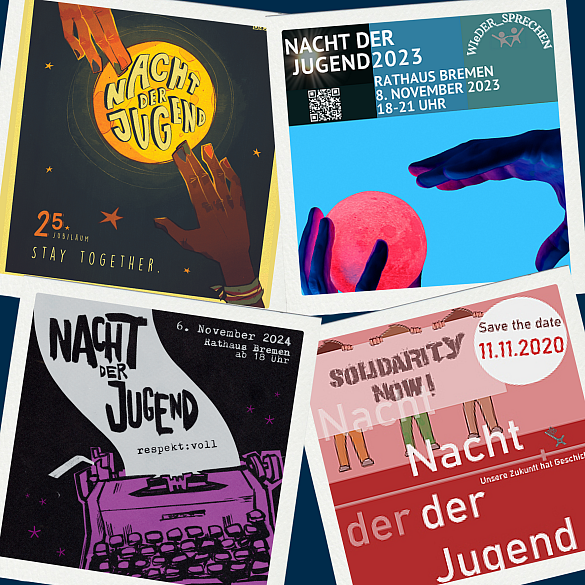 Zwei Plakate der Nacht der Jugend 2024 und 2020